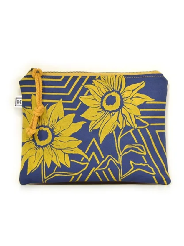 •COSMETIC POUCH - SUNFLOWER• waxed canvas bag