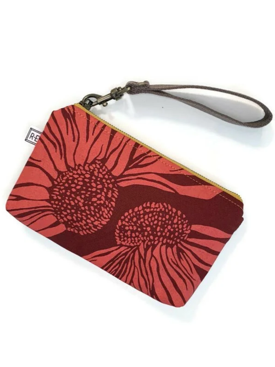•MIDI WRISTLET - CONEFLOWER• waxed canvas clutch