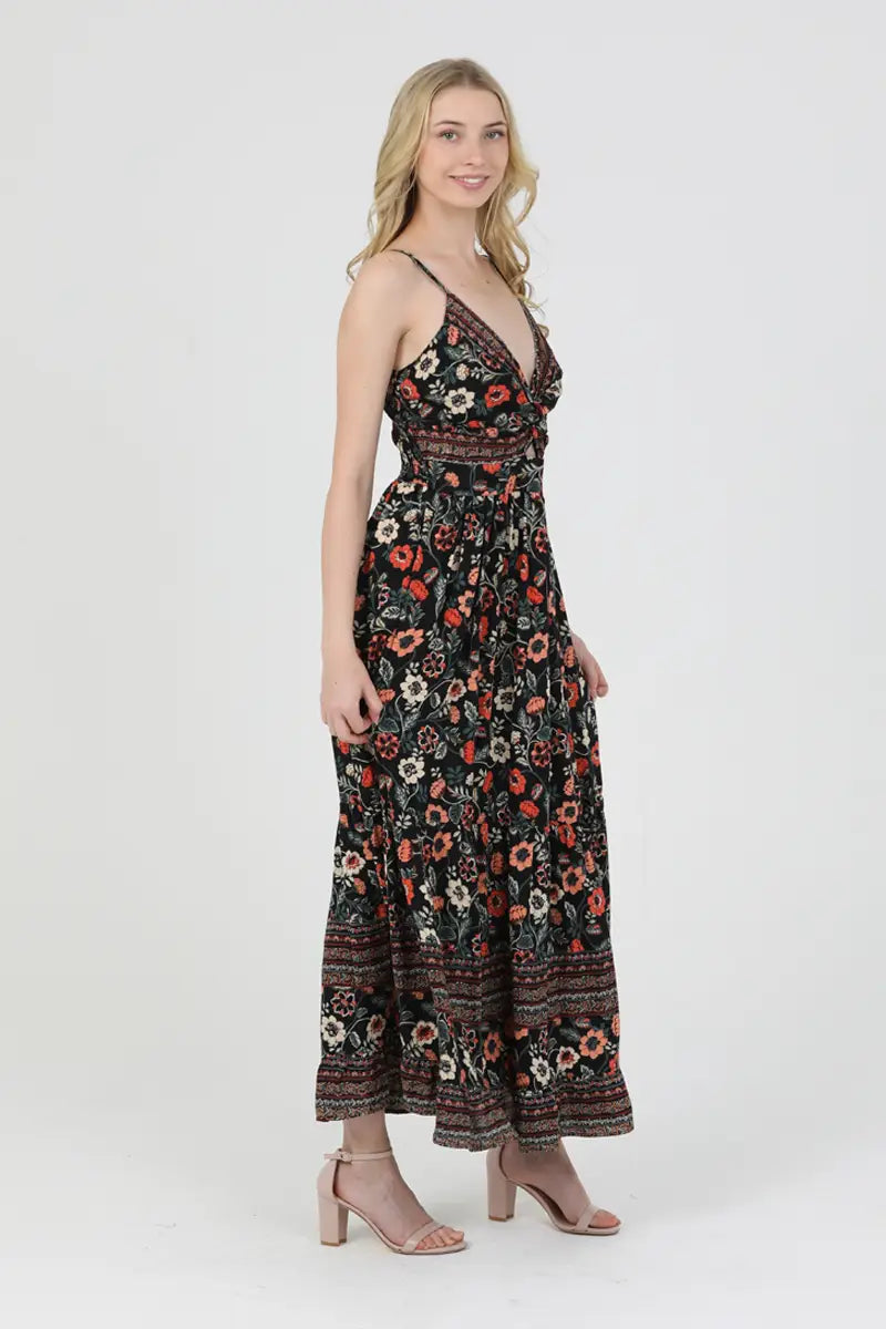 •AUGUST FLORAL• tiered twist front midaxi dress