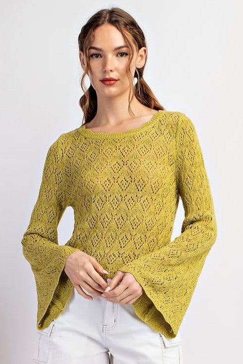 •GUINEVERE• bell sleeve crochet top