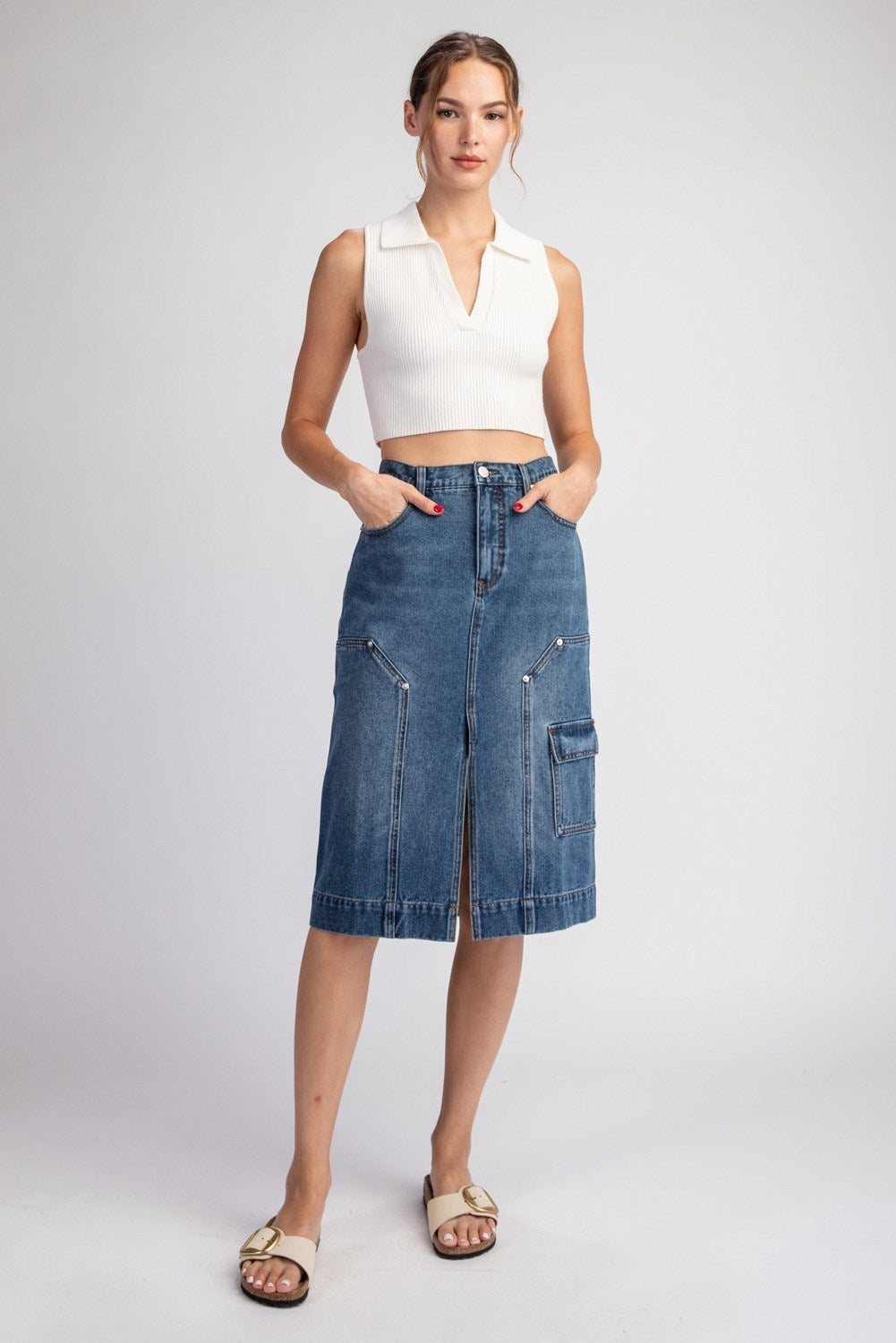 •TOPANGA• denim midi skirt