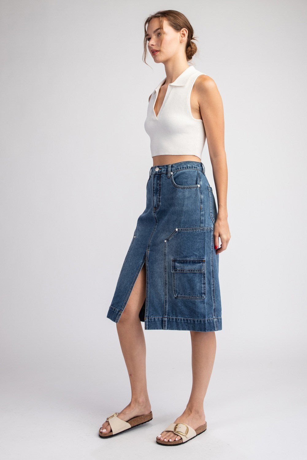 •TOPANGA• denim midi skirt