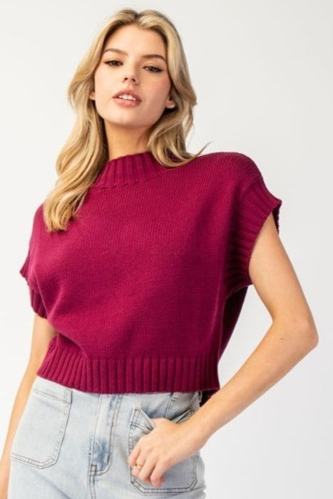 •MAGENTA• short sleeve sweater top