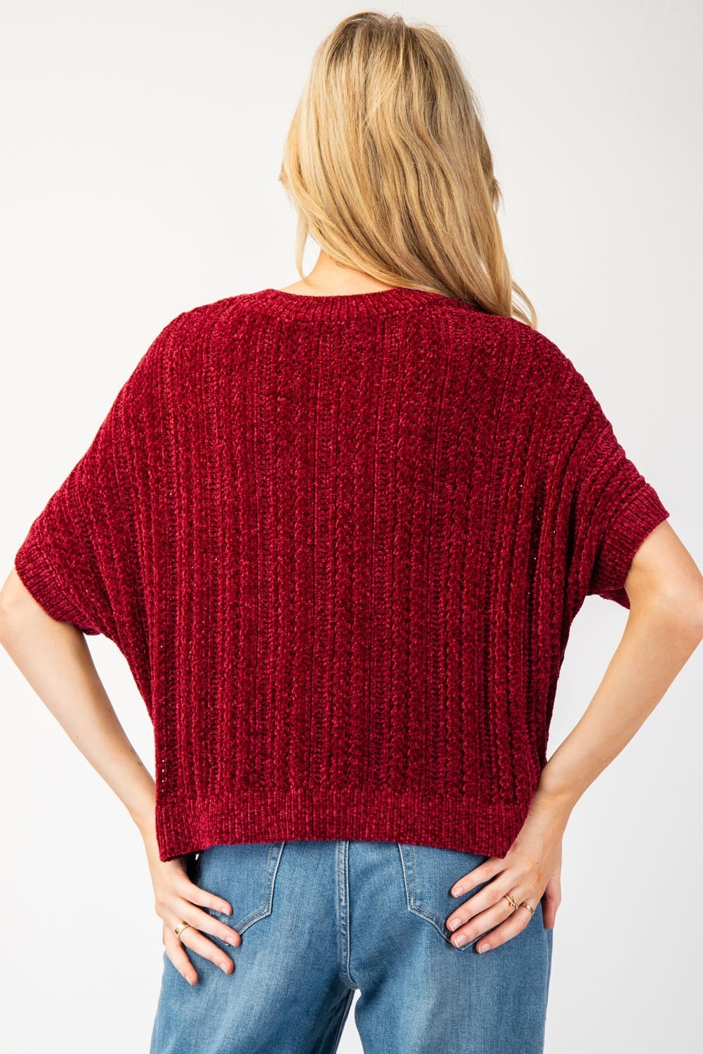 •MAROON• chenille sweater knit top