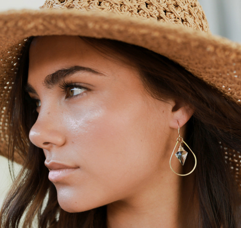 •ARROW HOOP• smoky quartz + silver earrings