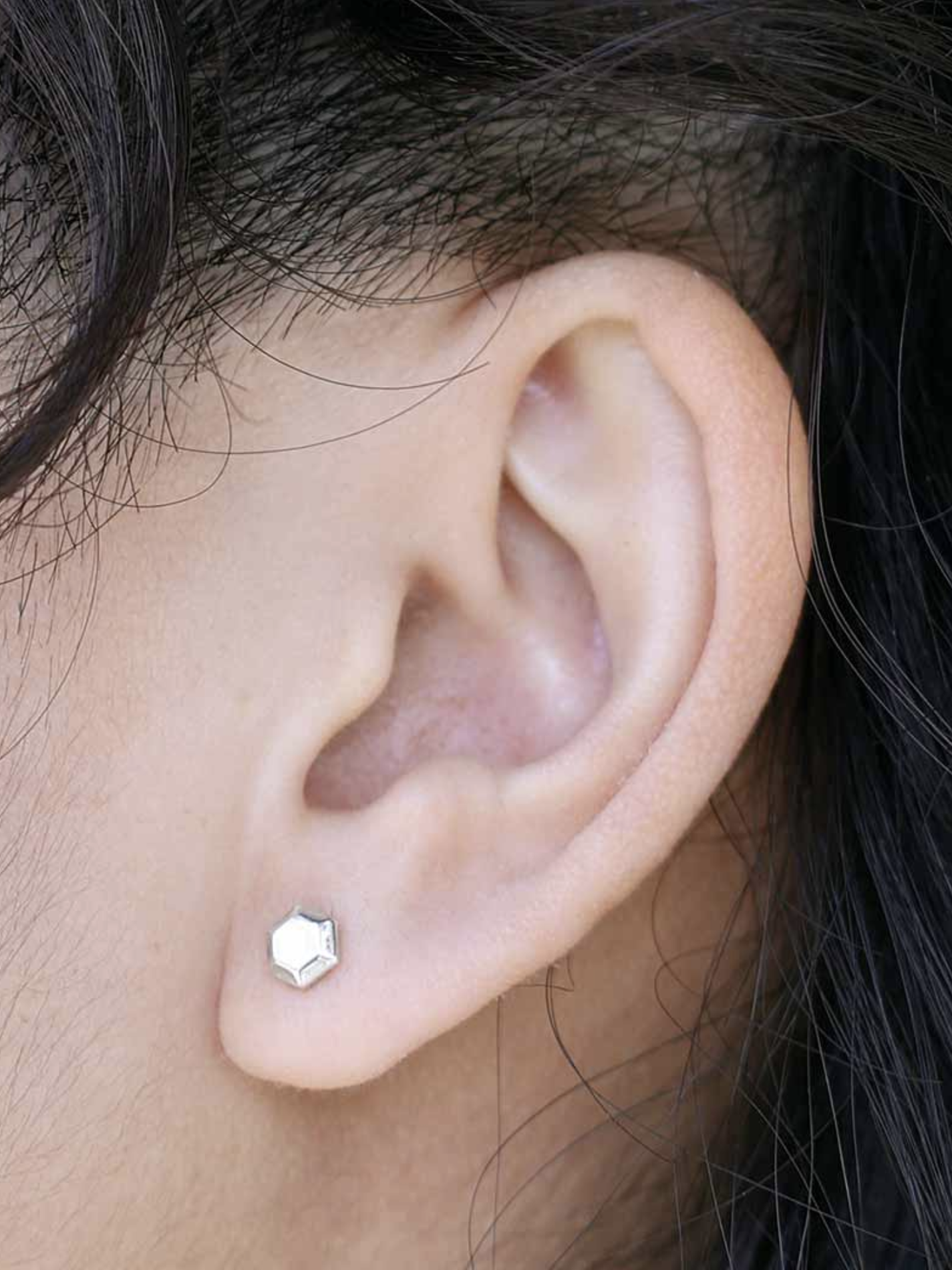 •TINY HEX NUGGET• recycled silver stud earrings