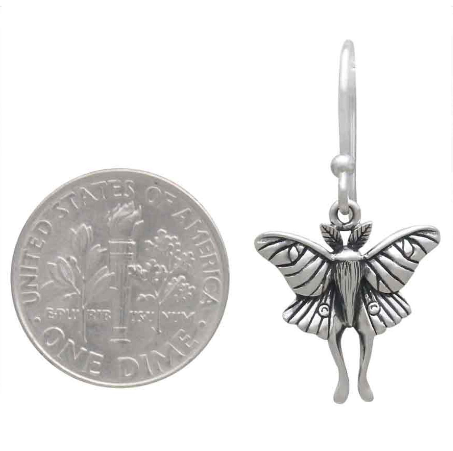 •LITTLE LUNA MOTH• recycled silver dangle earrings
