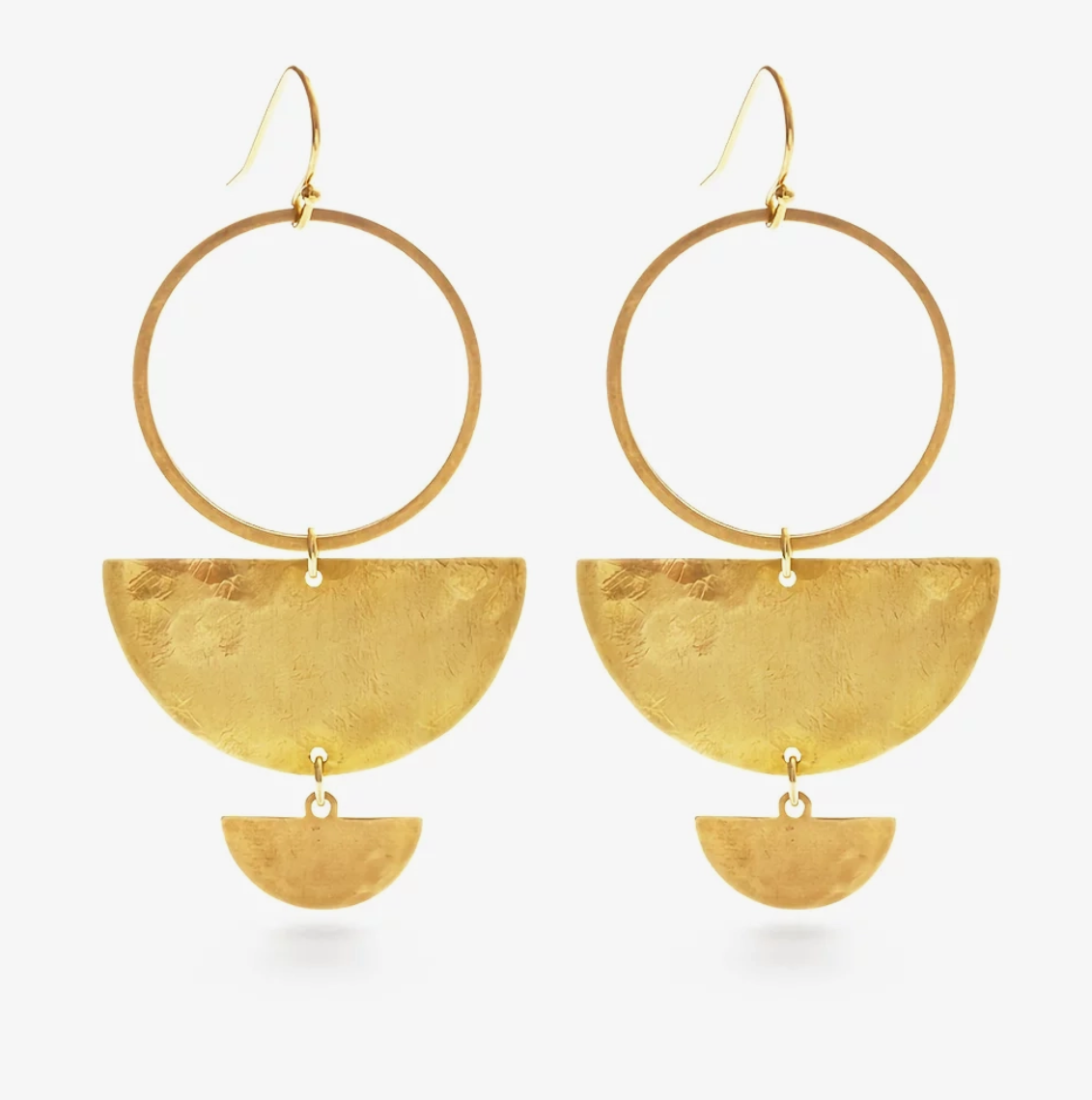 •HALF MOONS• gold dangle earrings