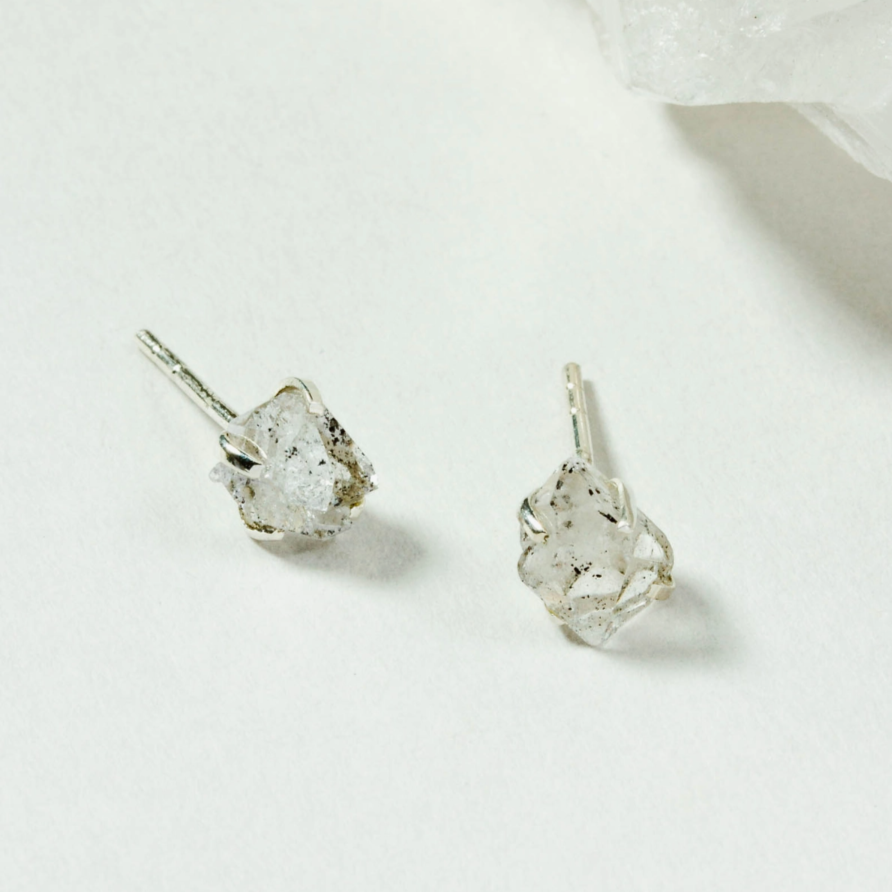 •PRONG SET• herkimer silver stud earrings