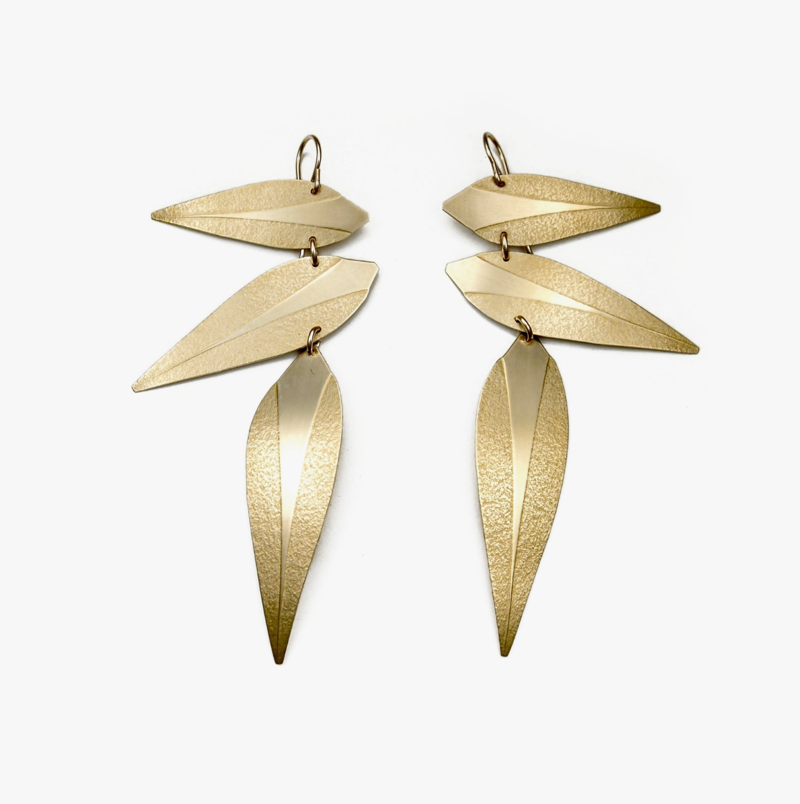 •LEAF PUNK• gold dangle earrings