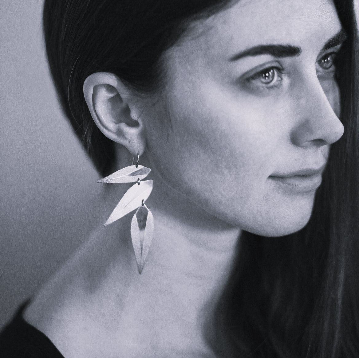 •LEAF PUNK• silver dangle earrings