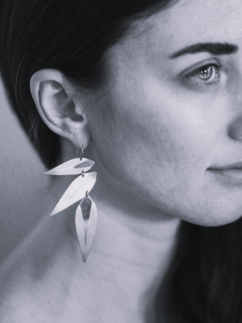 •LEAF PUNK• silver dangle earrings