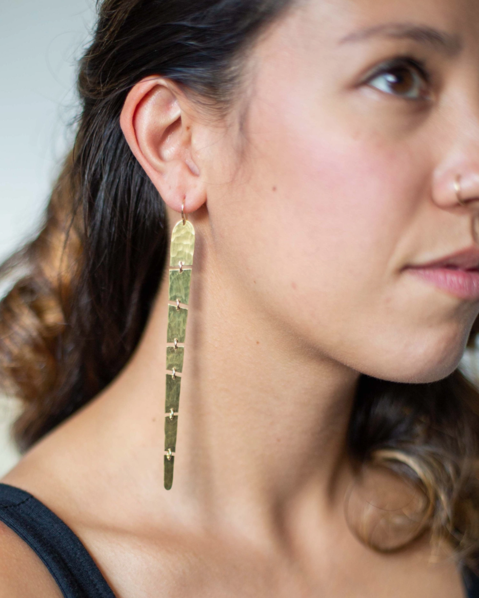 •LONG SLINK• gold dangle earrings