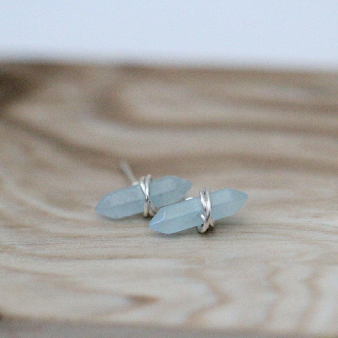 •CREST• aquamarine + silver stud earrings