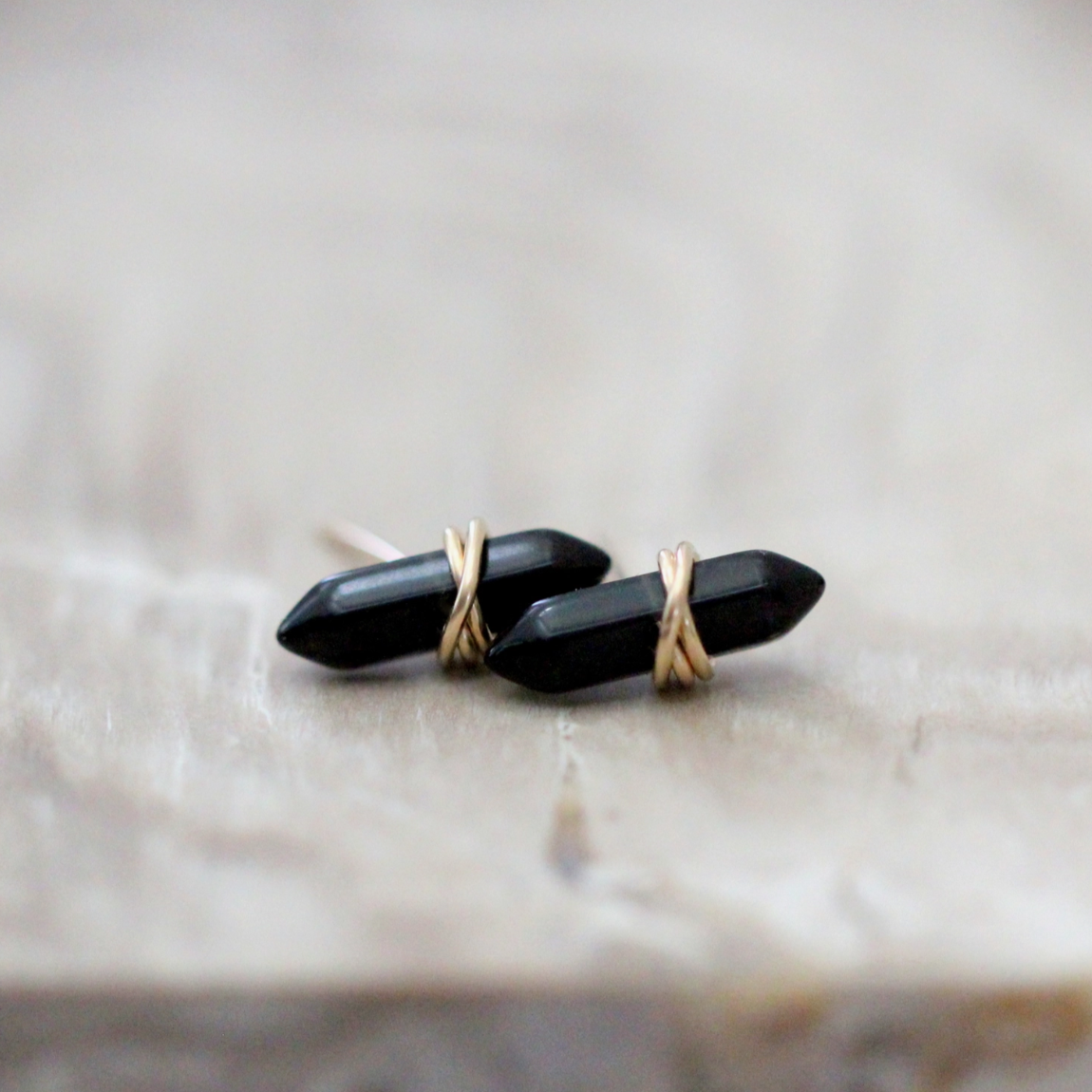 •CREST• obsidian + gold stud earrings