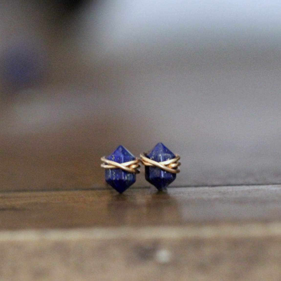 •PIKE• lapis lazuli + gold stud earrings