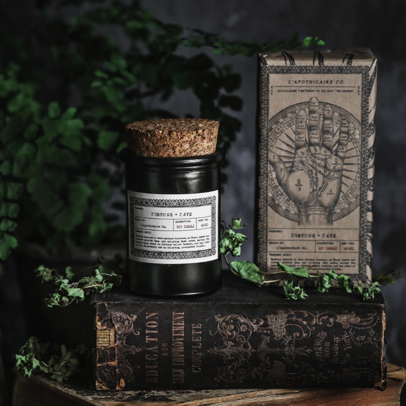 •FORTUNE & FATE• noir glass jar candle