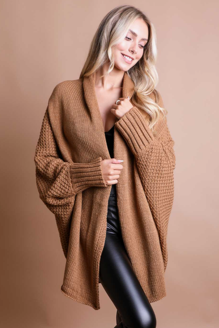 •CAMEL BATWING• sweater knit cardigan