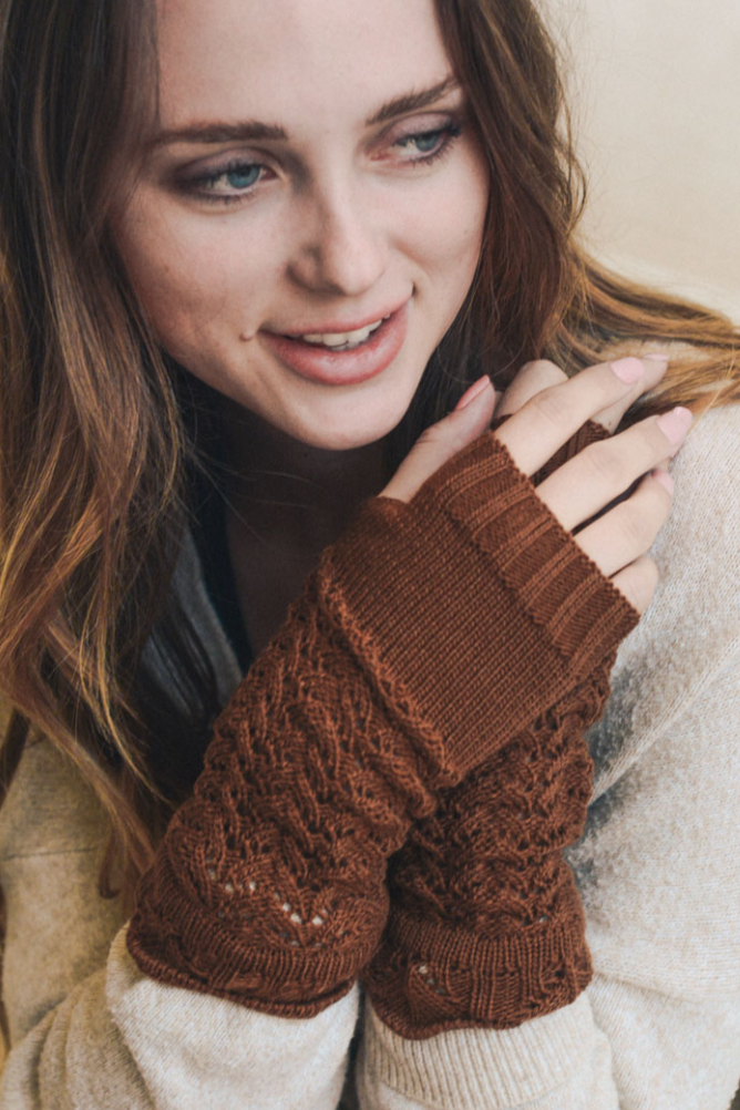 •OPEN STITCH FINGERLESS GLOVES•