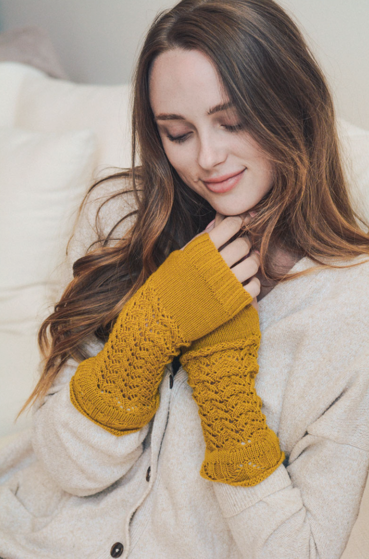 •OPEN STITCH FINGERLESS GLOVES•