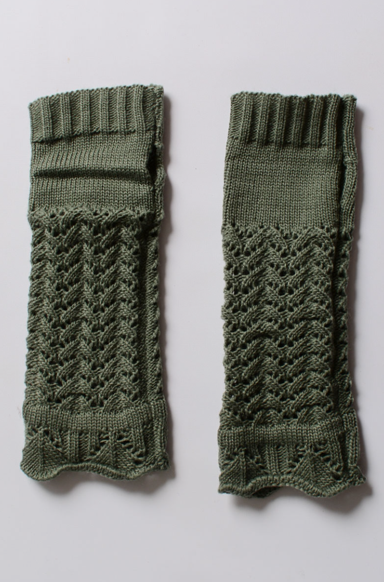 •OPEN STITCH FINGERLESS GLOVES•