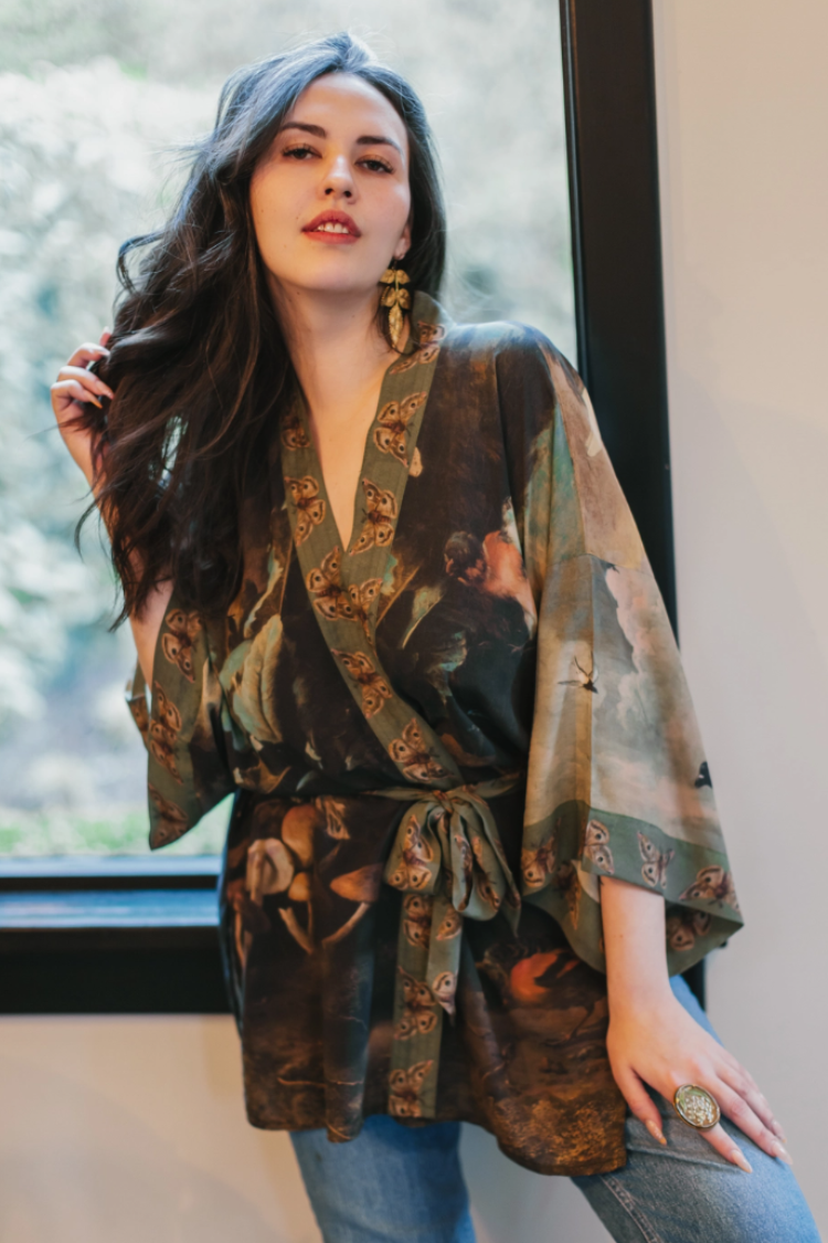 •HEARTWORK• bamboo cardigan with tie