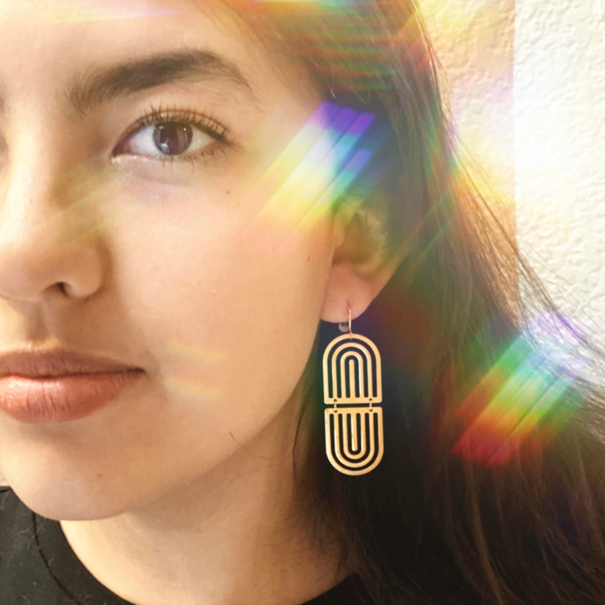 •RAINBOW REFLECTION• gold dangle earrings
