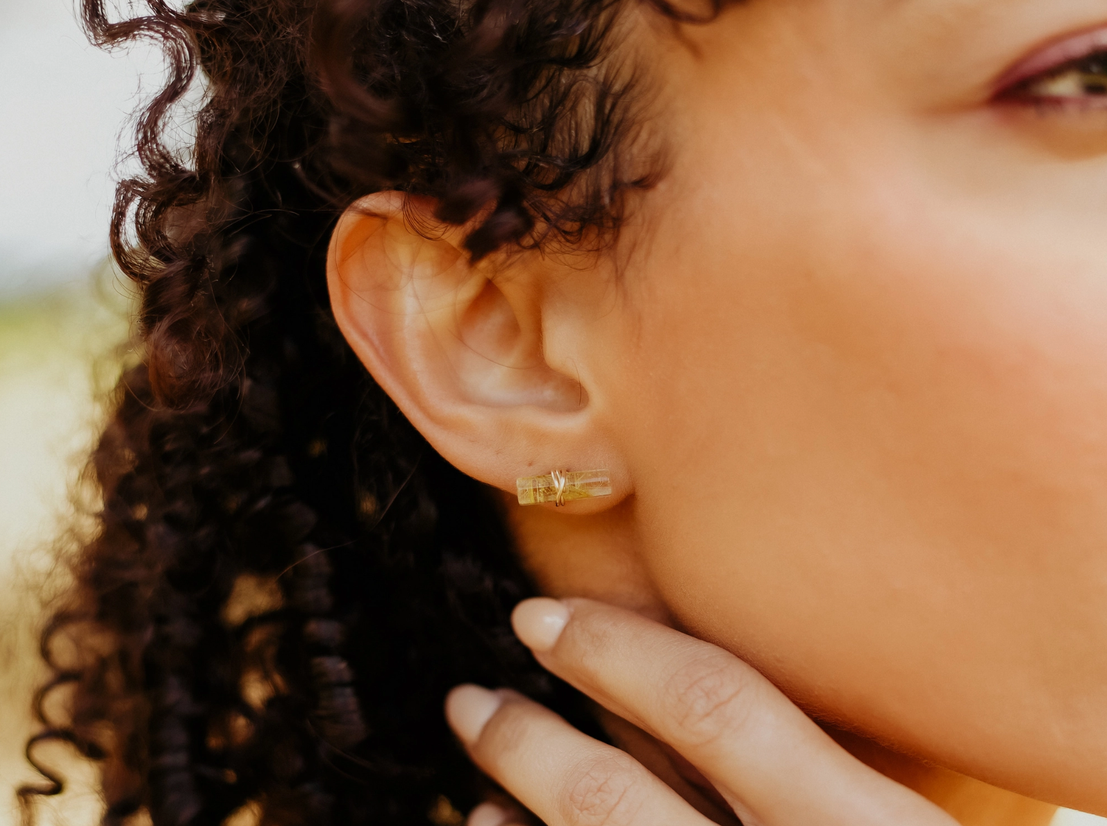 •BIRCH• rutilated quartz + gold stud earrings
