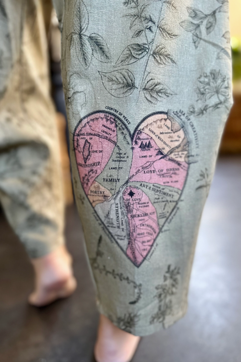 •MAP OF MY HEART•  linen/bamboo pants