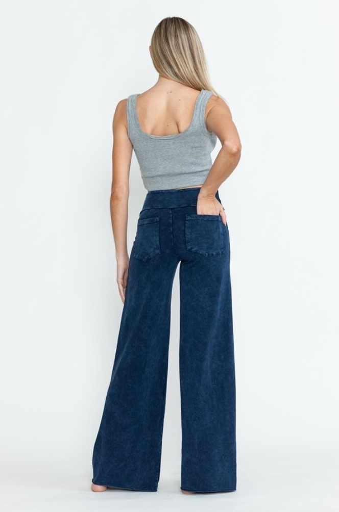 •RICHIE - ELECTRIC BLUE• cotton blend wide leg pants