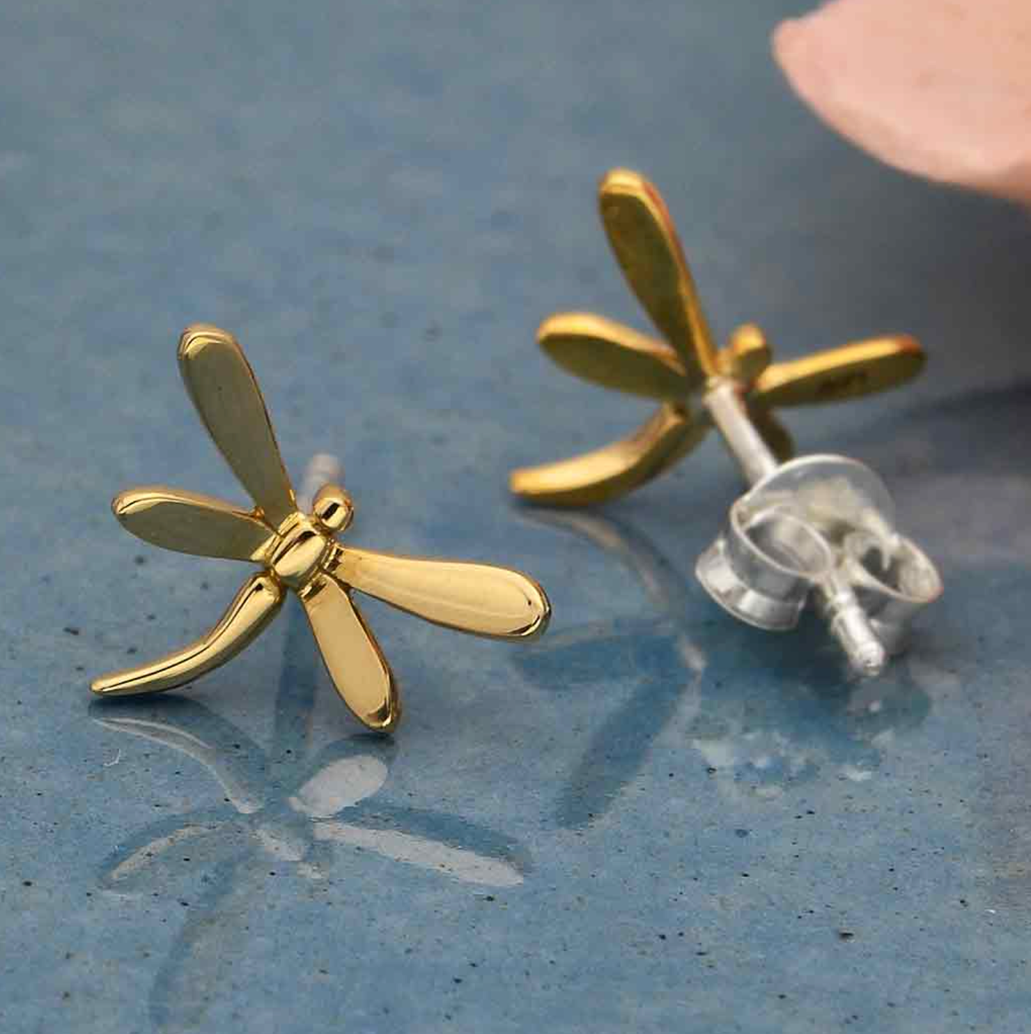 •SMALL DRAGONFLY• bronze stud earrings