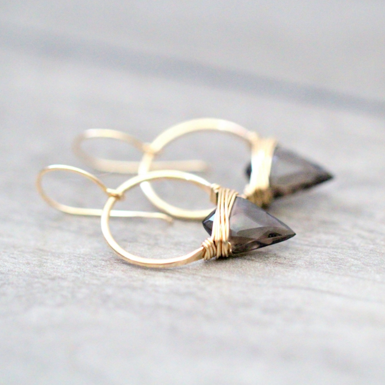 •ALBATROSS• smoky quartz + gold earrings