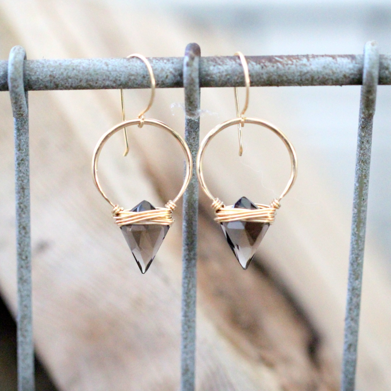 •ALBATROSS• smoky quartz + gold earrings