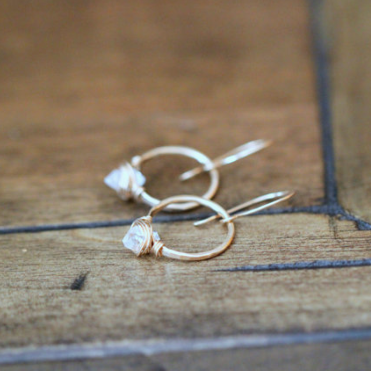 •PIKE HOOP• herkimer + gold earrings