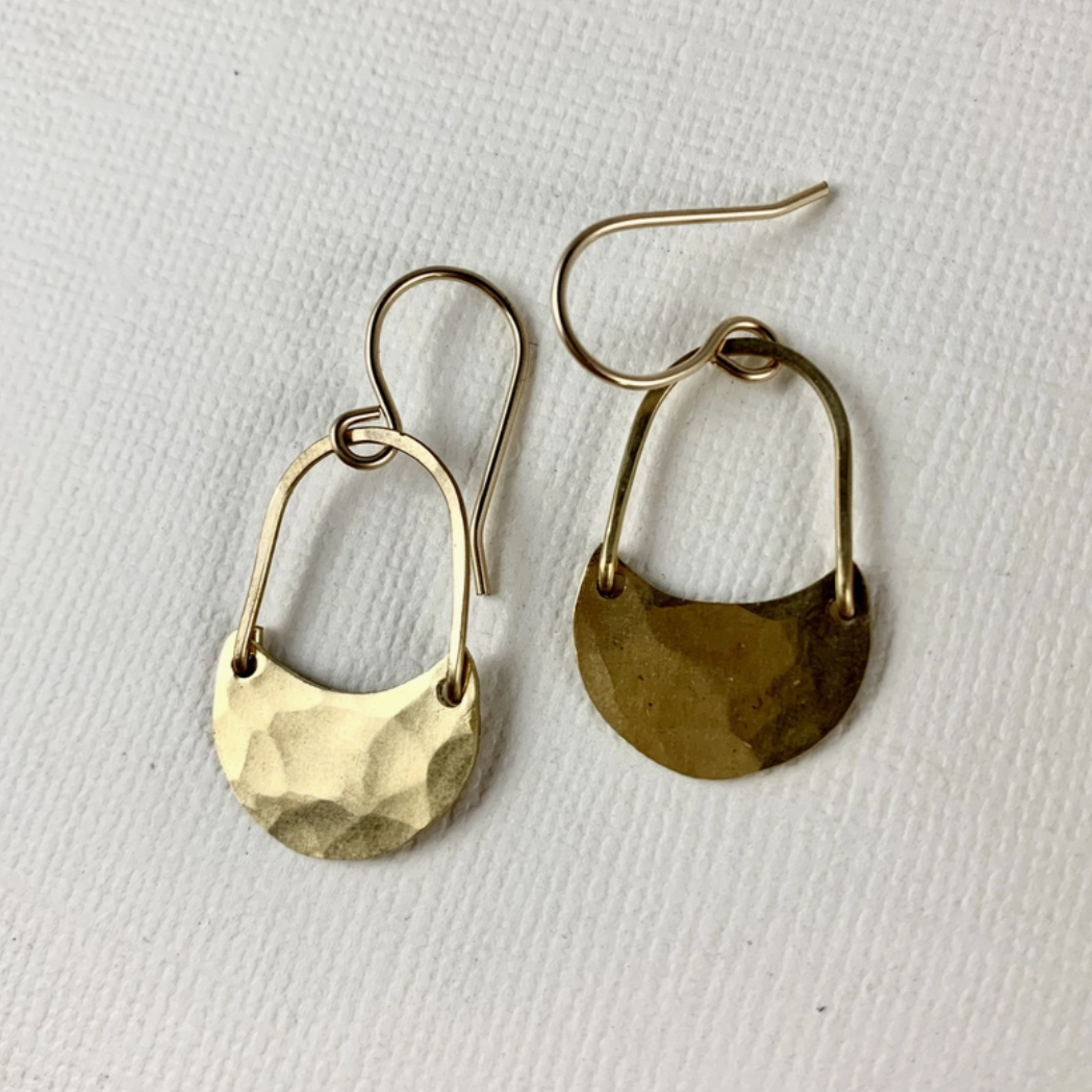 •GOLDEN MOON• gold dangle earrings