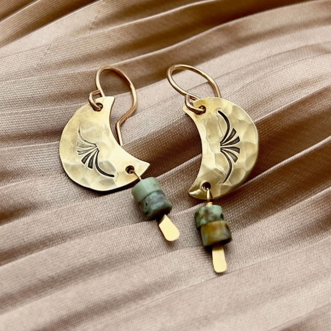 •LUNA• turquoise + gold earrings