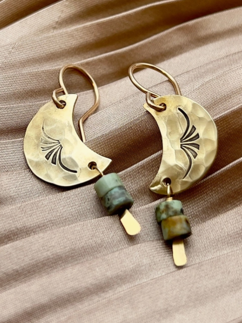 •LUNA• turquoise + gold earrings