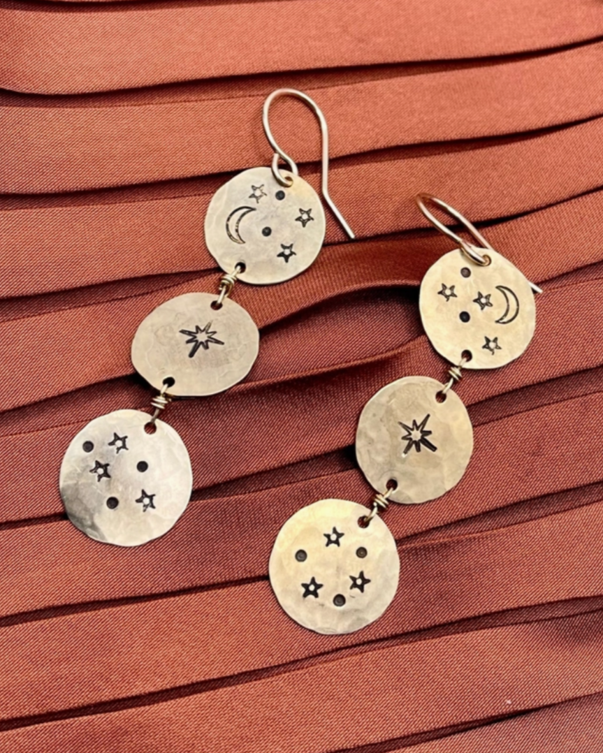 •NIGHT SKY• gold dangle earrings