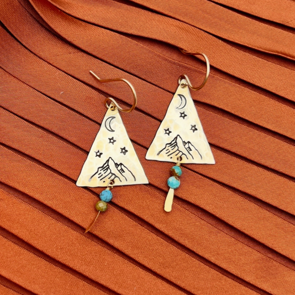 •STARRY NIGHT• turquoise + gold earrings