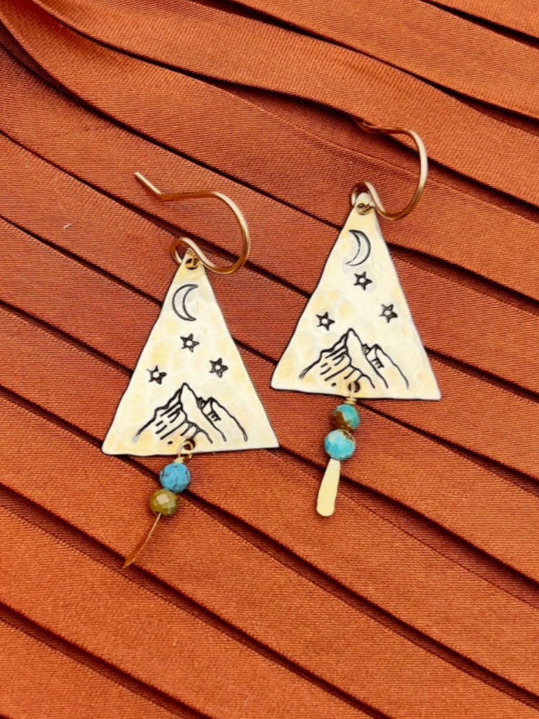 •STARRY NIGHT• turquoise + gold earrings