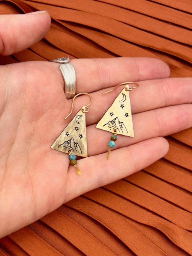 •STARRY NIGHT• turquoise + gold earrings