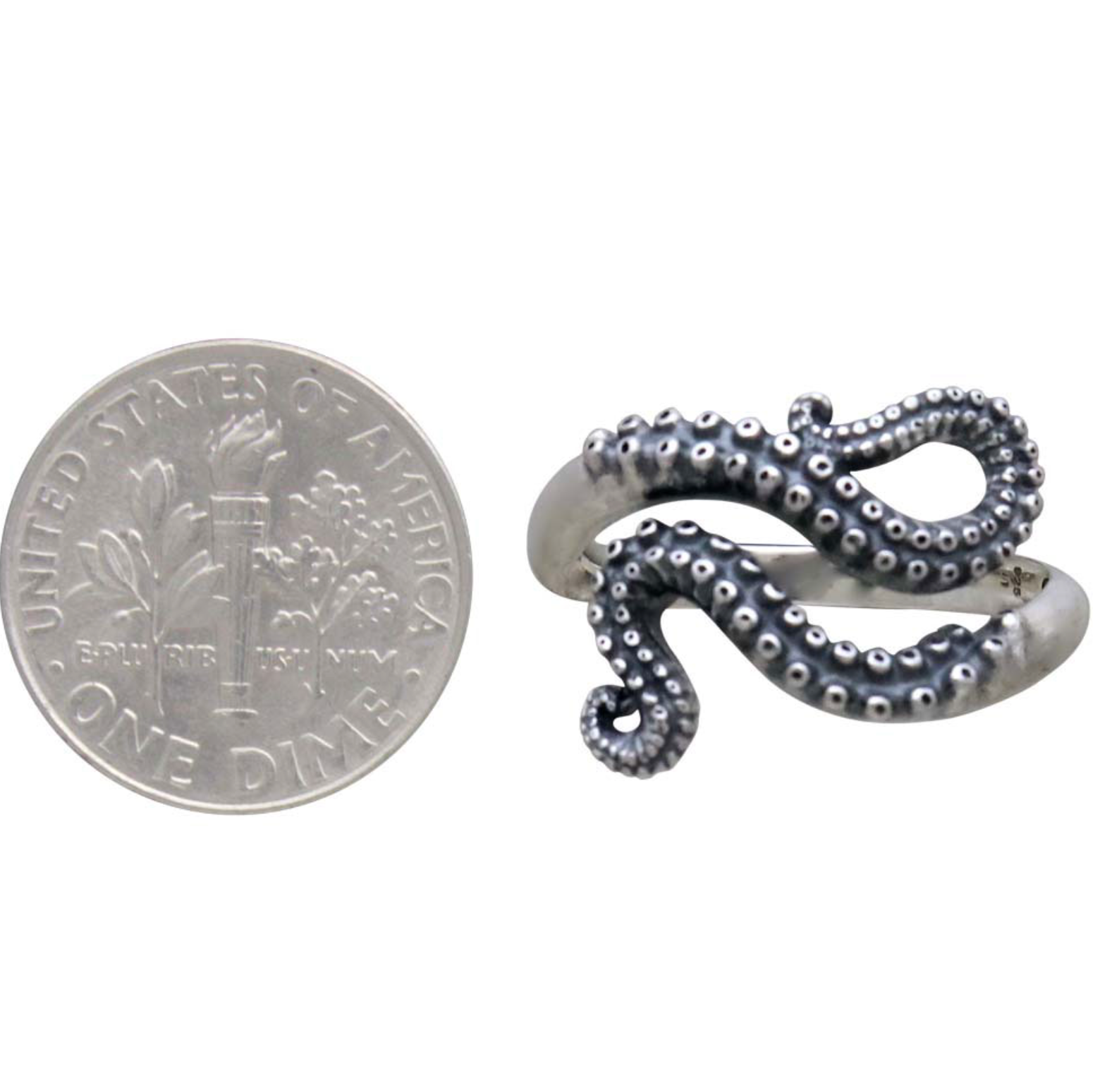 •OCTOPUS TENTACLE• adjustable silver ring