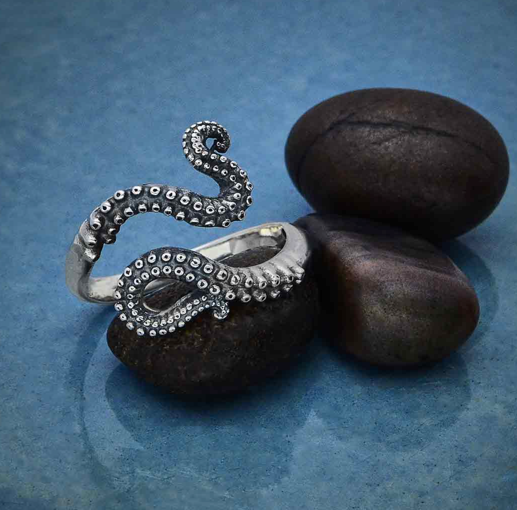 •OCTOPUS TENTACLE• adjustable silver ring