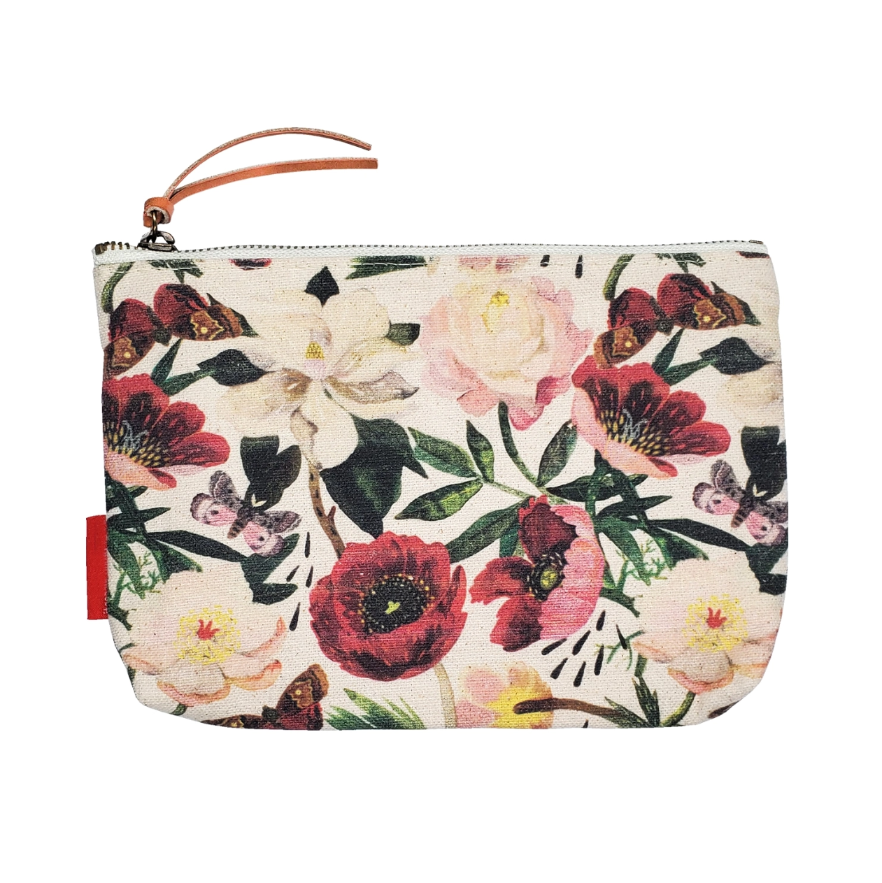 •PEONIES• gusseted canvas pouch