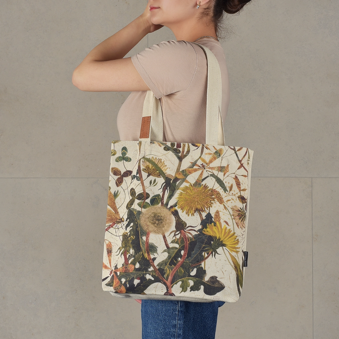 •DANDELION• gusseted canvas shopper