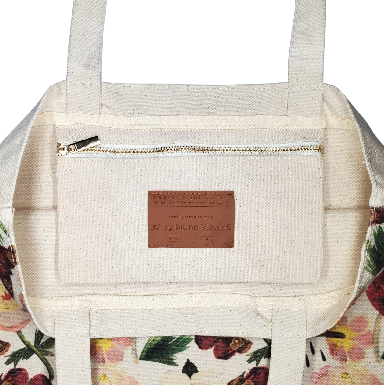 •PEONIES• gusseted canvas tote