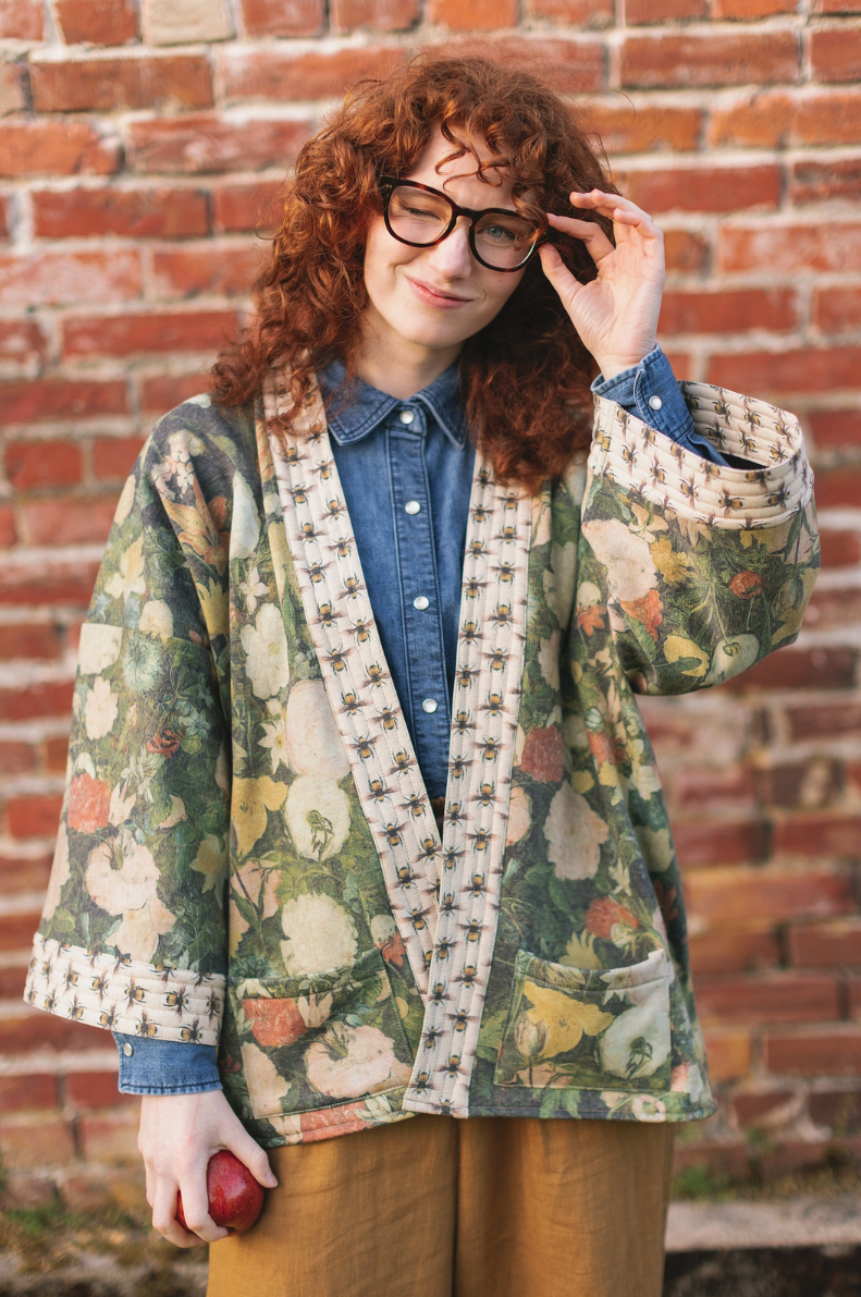 •I DREAM IN FLOWERS• fleece lined cottage cardigan