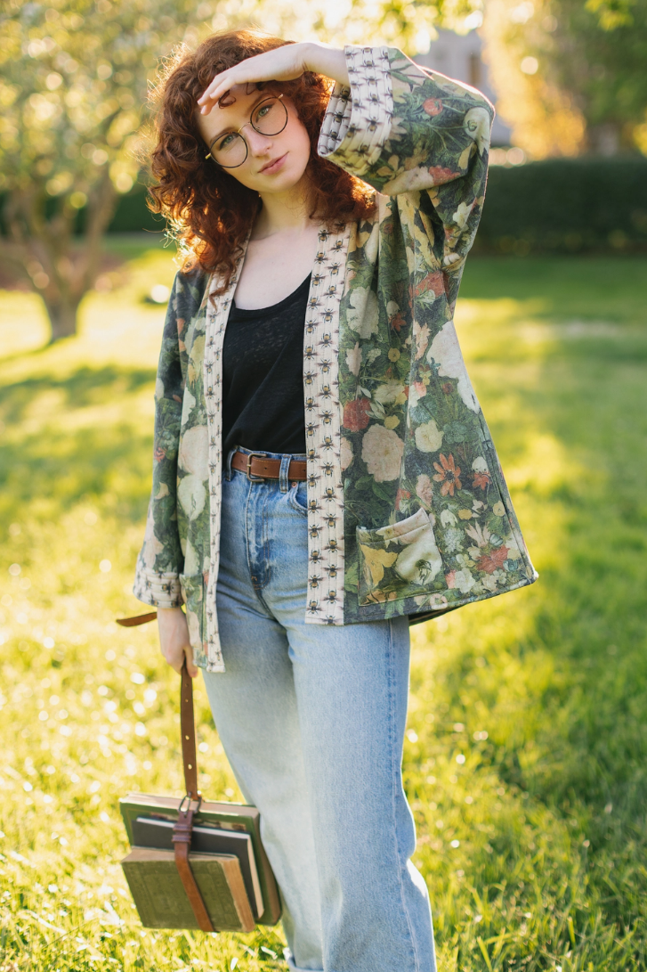 •I DREAM IN FLOWERS• fleece lined cottage cardigan