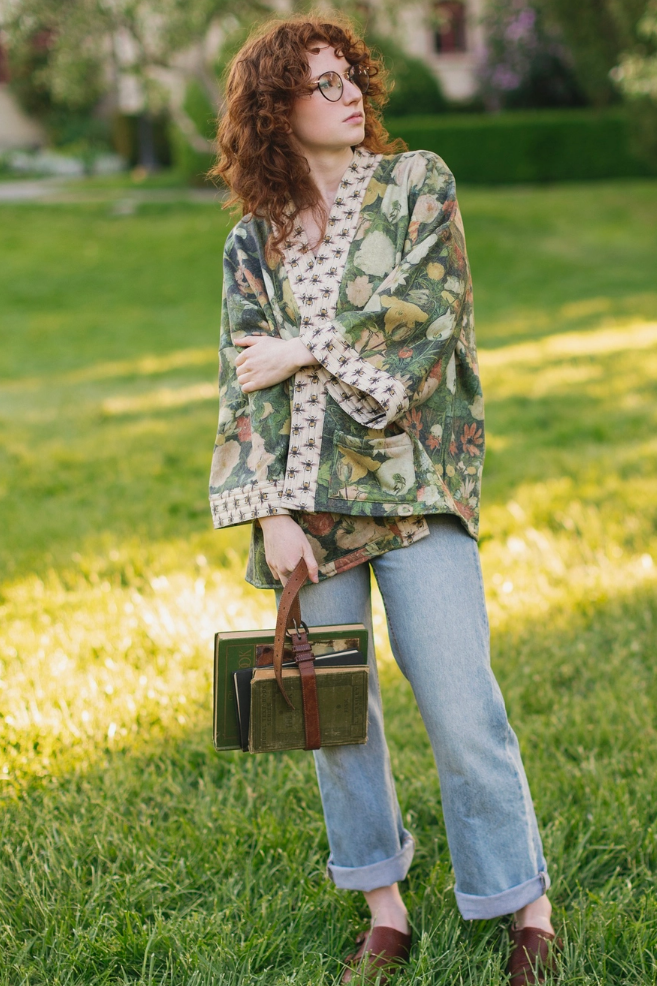 •I DREAM IN FLOWERS• fleece lined cottage cardigan