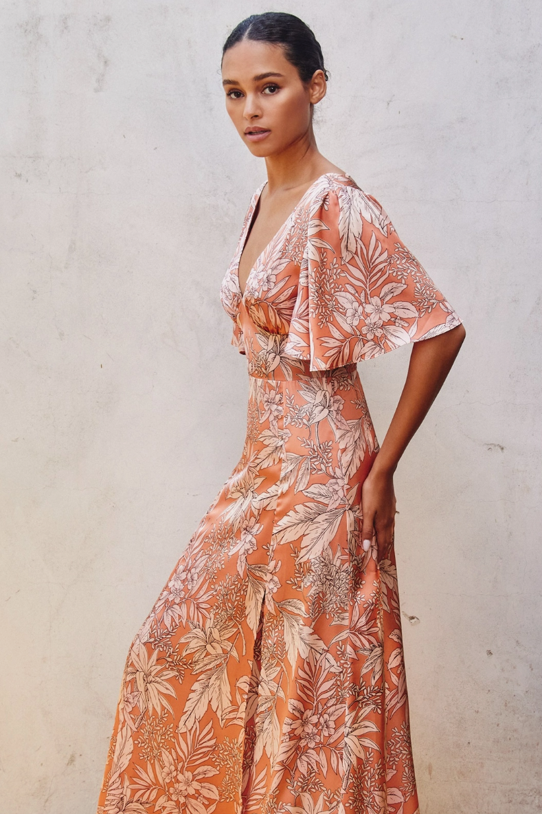 •FIJI PEACH• butterfly sleeve maxi dress